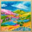 Original painting by Jess King artist, Just after the rain, colorful landscape with rolling hills