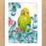 Budgie Loves Oil paining framed by Jess King