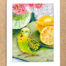 Budgie Loves Lemons Oil paining framed by Jess King