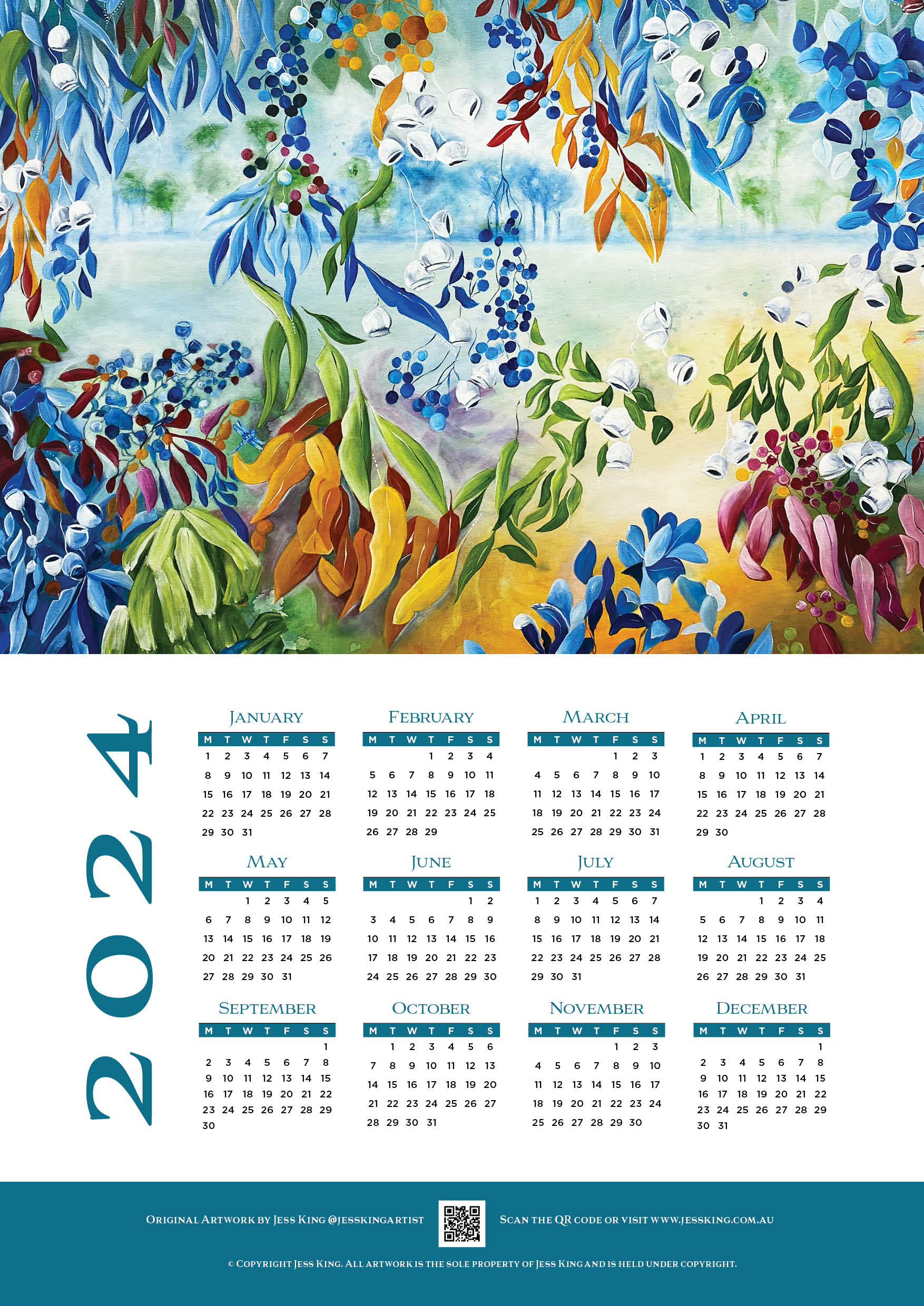 Through Natures Veil printed 2024 calendar by Jess King