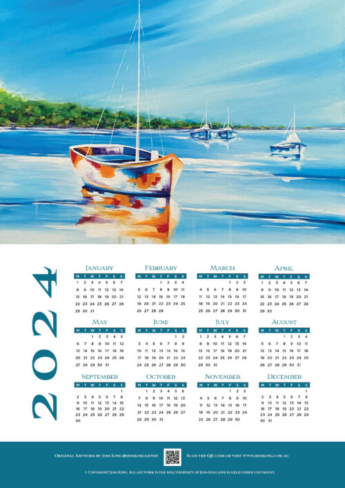 A3 2024 calendar by Jess King from original artwork