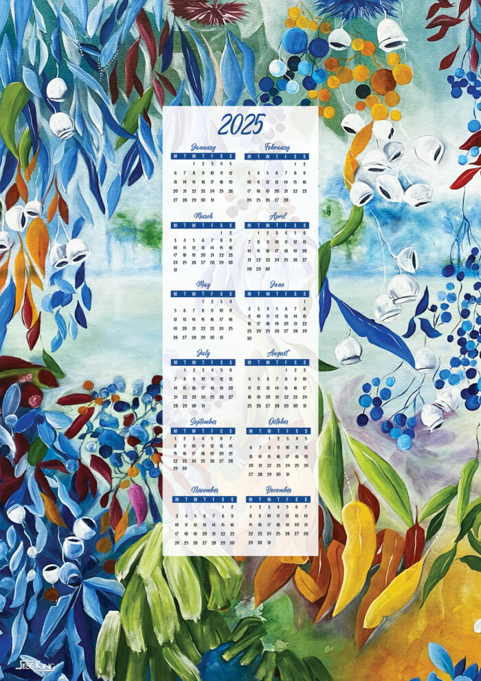 A3 2025 Printed Calendar Natures Veil by Jess King Artist