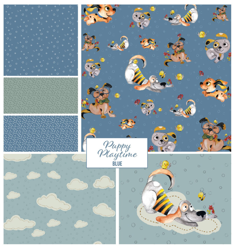 Puppy Playtime pattern design by Jess King Artist