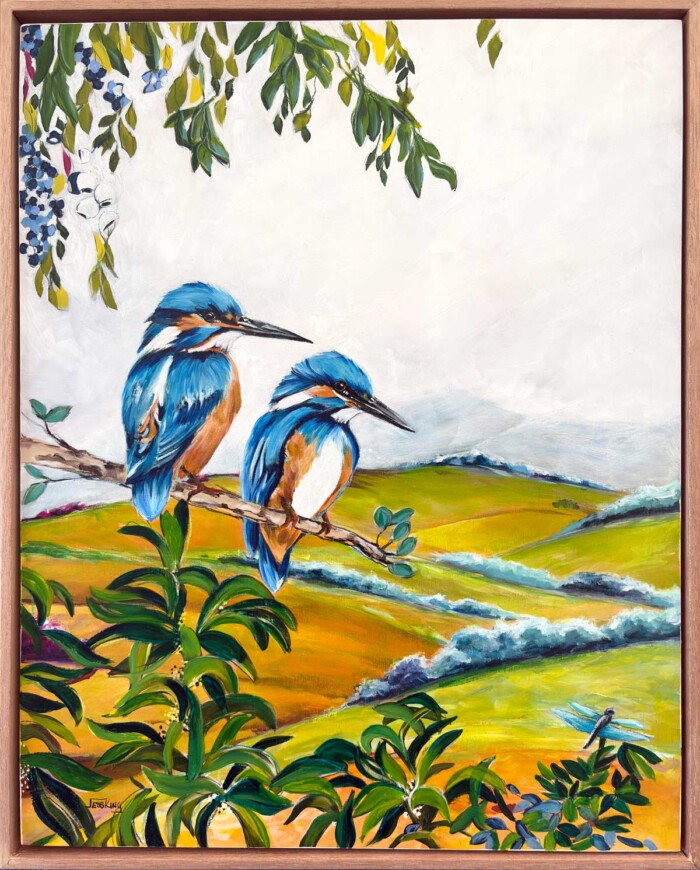 Song of the Quiet Hills - Kingfisher painting by Jess King Artist