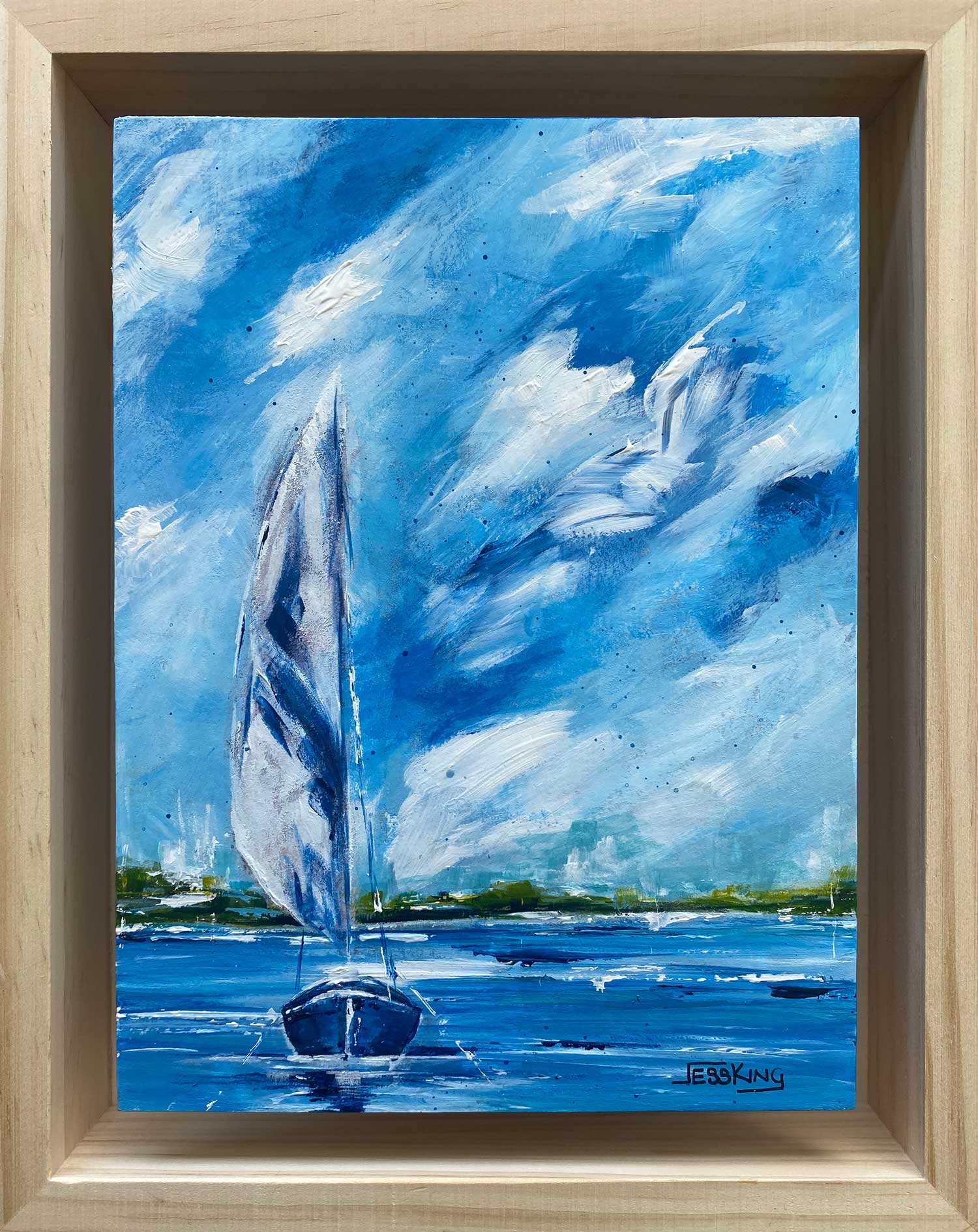 Maiden Voyage of a boat setting out to sea by Jess King Artist