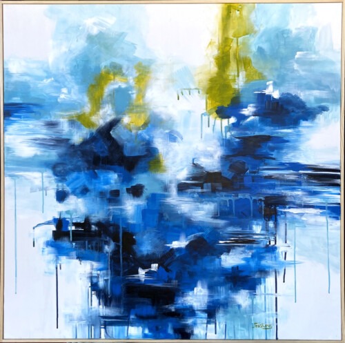 A River Runs Through abstract art print in blues by Jess King Artist