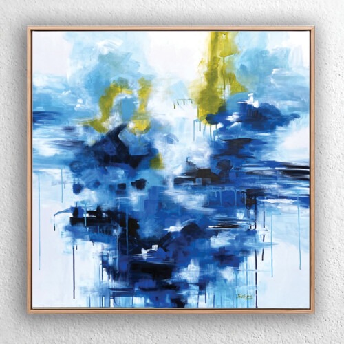 A River Runs Through abstract art print in blues by Jess King Artist