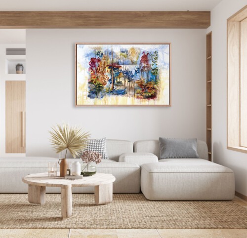 Aussie Bush 1 art print represents the Australian bush in a unique style by Jess King Artist.