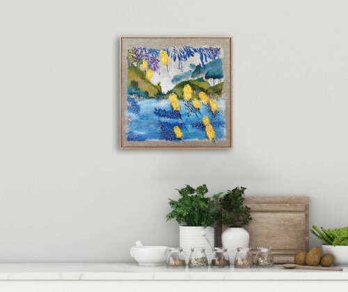 Aussie Bush 8 art print of Australian banksia flowers in yellow by Jess King Artist