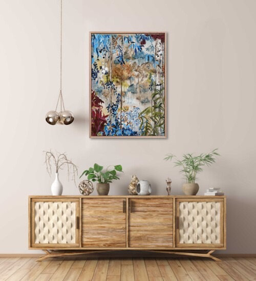 Aussie Bush Walk contemporary art print represents the Australian bush in a unique style by Jess King Artist.