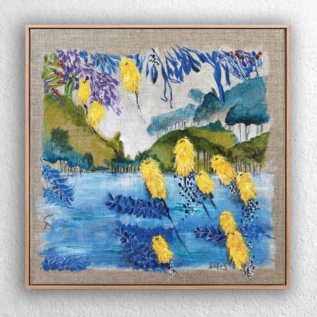 Aussie Bush 8 art print of Australian banksia flowers in yellow by Jess King Artist