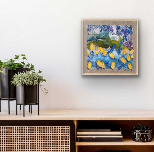 Aussie Bush 6 art print of Australian banksia flowers in yellow by Jess King Artist