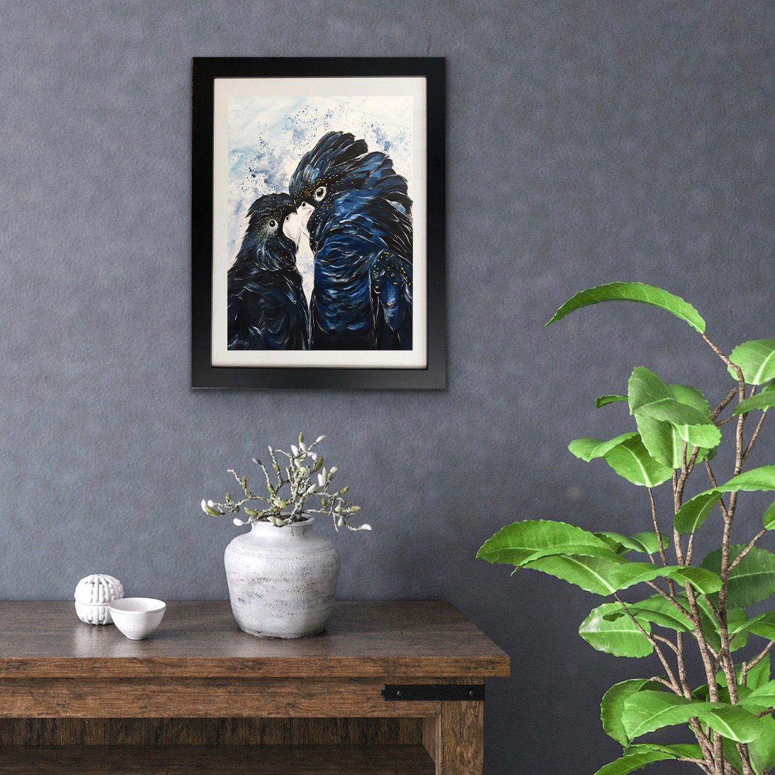 Black Cockatoo Love art print by Jess King Artist