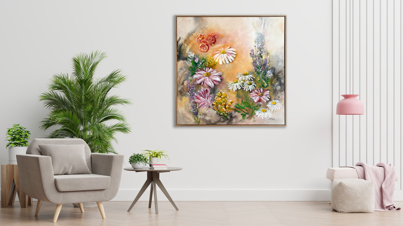 Daisy delight after photo with original painting by Jess King artist