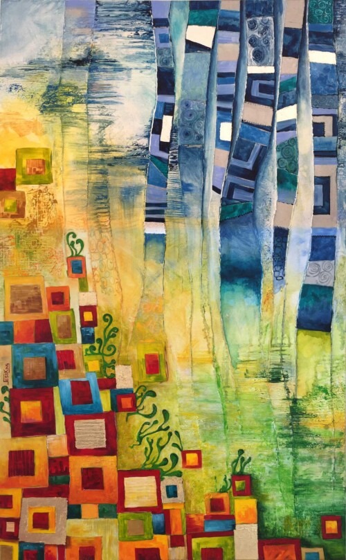 Heaven to Earth Klimt style art print by Jess King, from original artwork