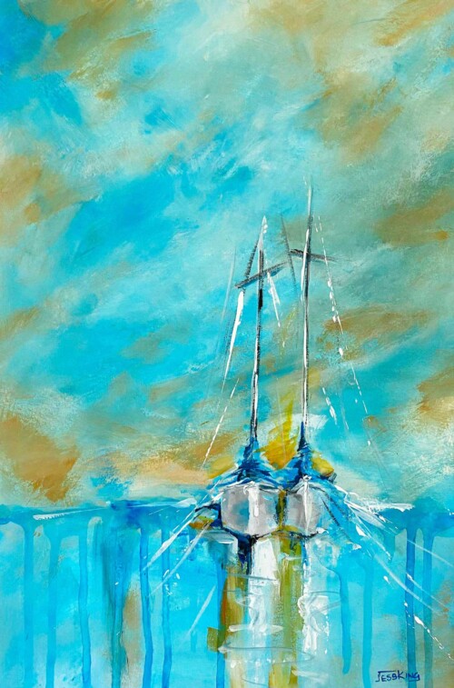 Sailing sunset art print by Jess King Artist