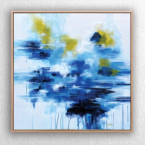 Misty River art print by Jess King Artist. Abstract art print in blues