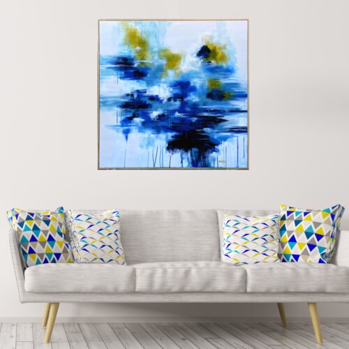 Misty River art print by Jess King Artist. Abstract art print in blues