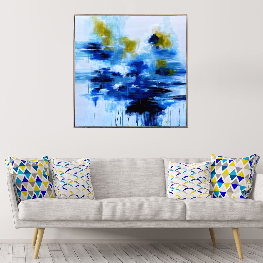 Misty River art print by Jess King Artist. Abstract art print in blues