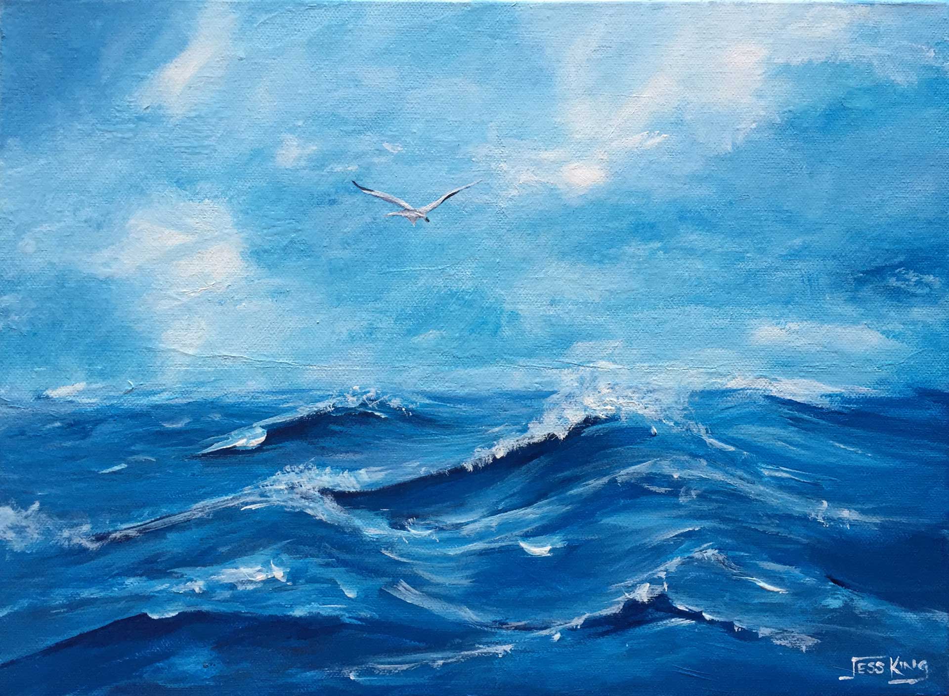 Ocean Flight Seascape Ocean art print by Jess King Artist