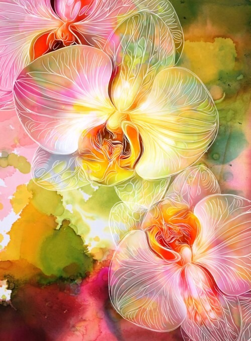 Pink Orchid Abstract flower art print by Jess King Artist. Contemporary wall art print