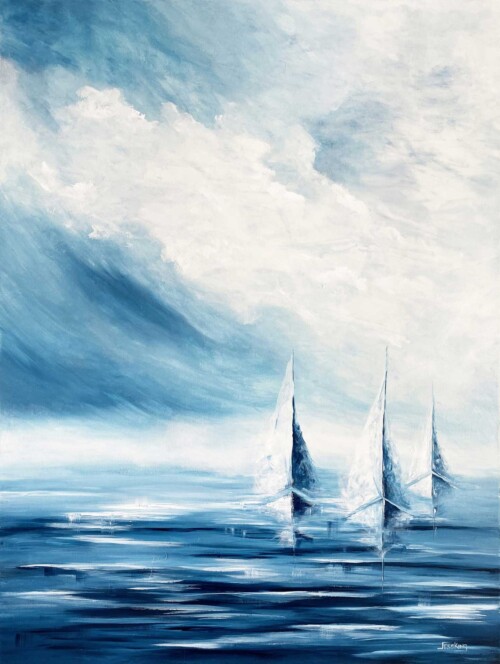 Perfect Day for Sailing seascape art print by Jess King Artist