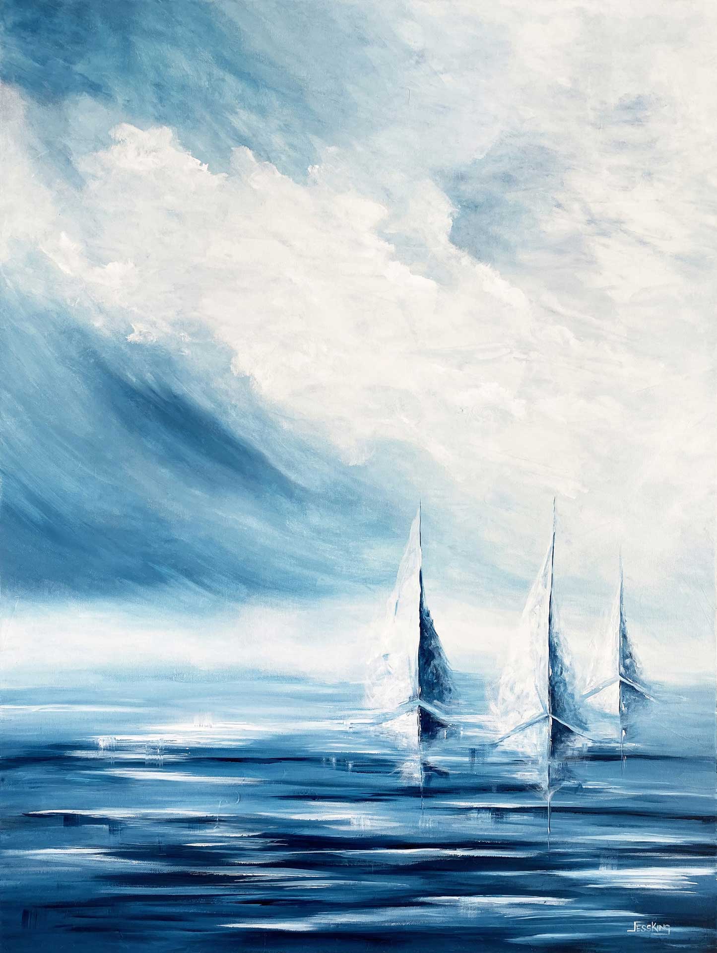 Perfect Day for Sailing seascape art print by Jess King Artist