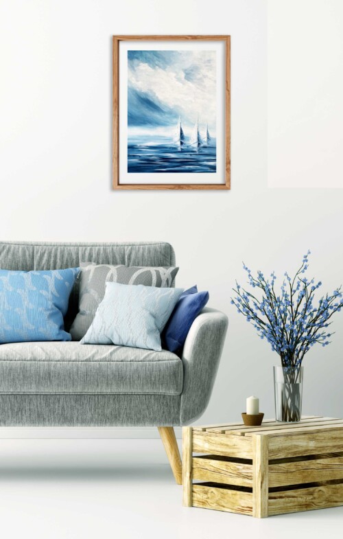 Perfect Day for Sailing seascape art print by Jess King Artist