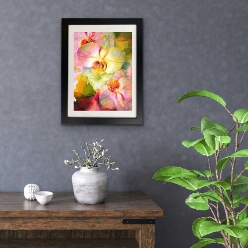 Pink Orchid Abstract flower art print by Jess King Artist. Contemporary wall art print