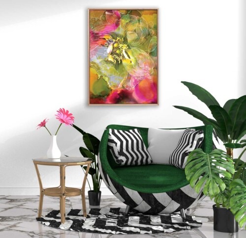 Pink Peony flower. Contemporary Abstract flower art print by Jess King Artist. Contemporary wall art print