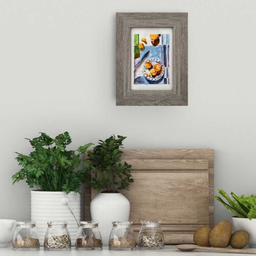 Tiny Treasure Orange Slice Still Life by Jess King Artist, original artwork in a frame
