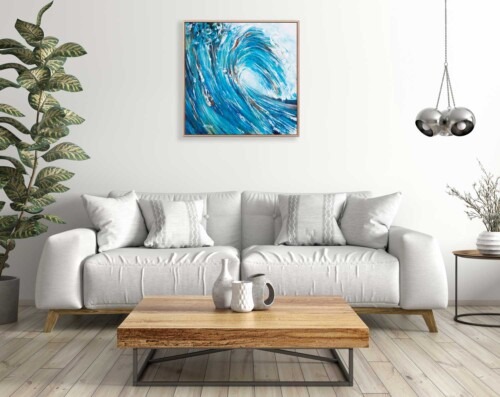 Wave crashing 1 art print of a large wave painted by Jess King Artist contemporary wall art