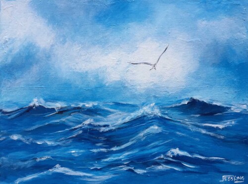 Ocean Flight Seascape Ocean art print by Jess King Artist