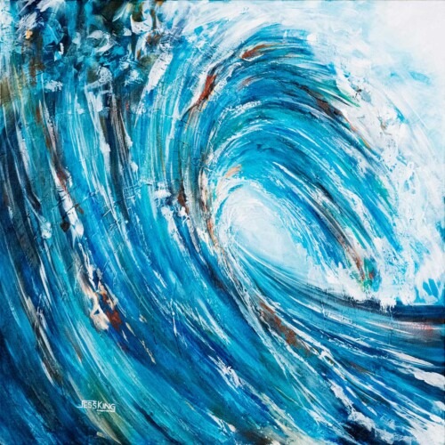 Wave crashing 1 art print of a large wave painted by Jess King Artist contemporary wall art
