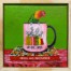 One more chapter original acrylic painting of a lovebird, cup of coffee and book by Jess King Artist