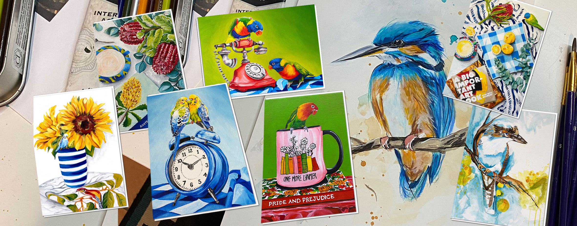 Jess King Artist website header with original artwork