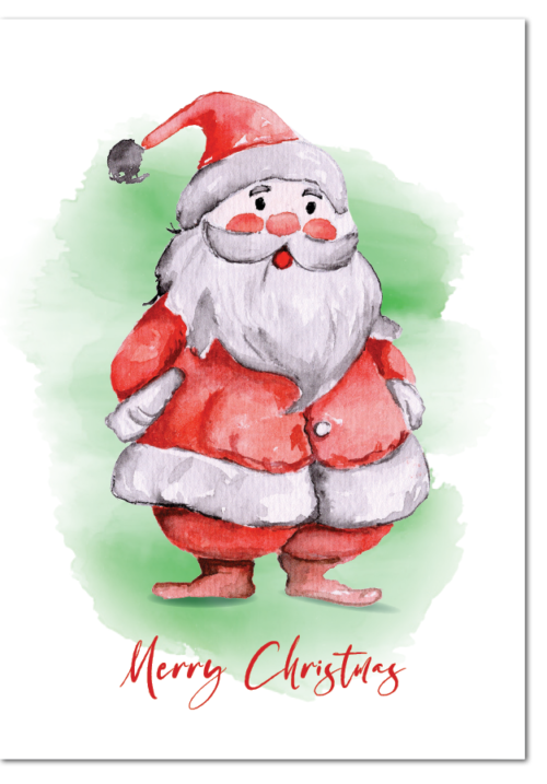 Chrristmas card santa by Jess King artist