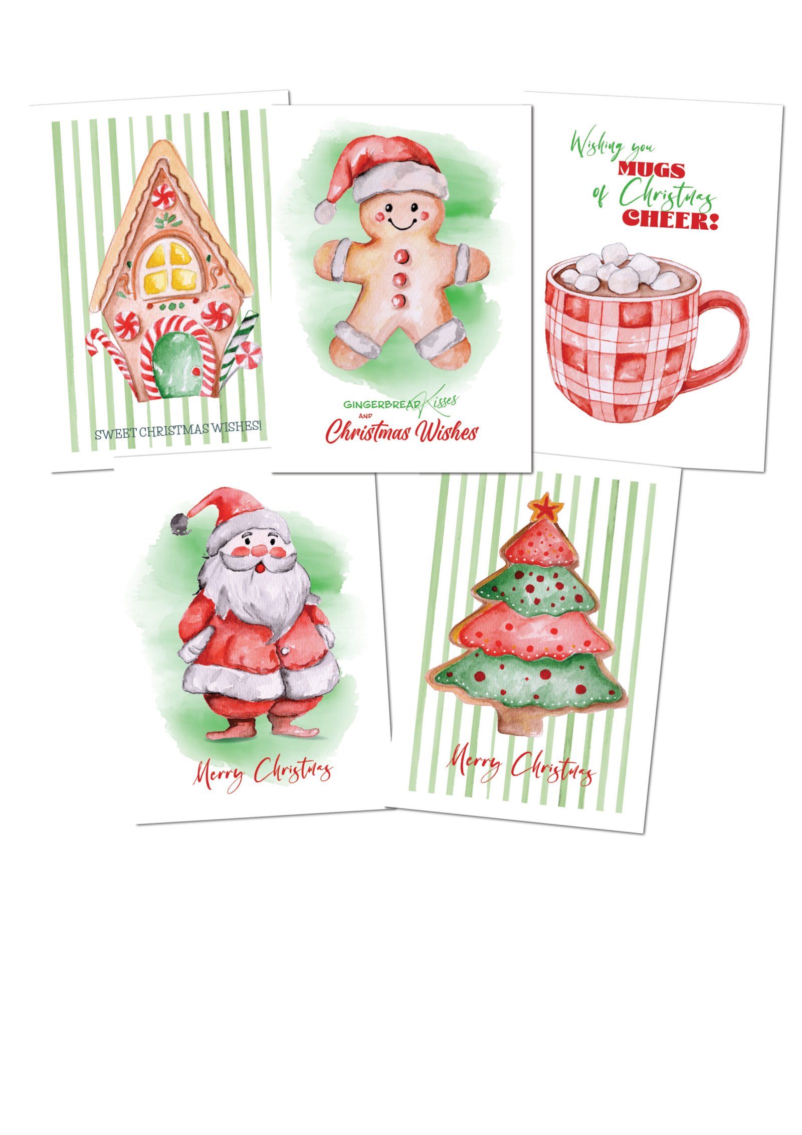 Christmas card bundle pack, watercolour original artwork by Jess King available as printed cards.